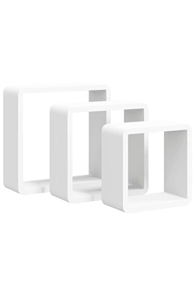 vidaxl Rafturi de perete tip cub, 3 bucăți, albe, din MDF