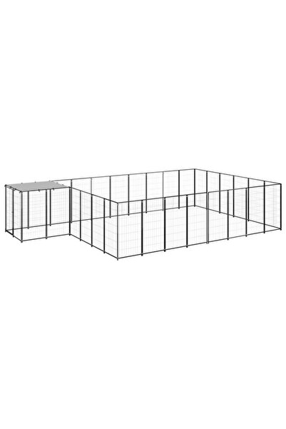 vidaxl Țarc pentru câini, negru, 15.73 m², oțel