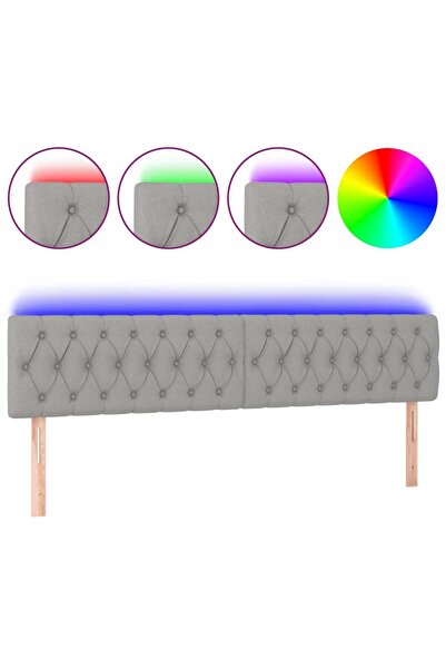 vidaxl Tăblie de pat cu LED, gri deschis, 180x7x78/88 cm, textil