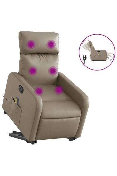 vidaxl Fotoliu electric rabatabil cu masaj și funcție de ridicare, Cappuccino