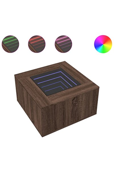 vidaxl Măsuță de cafea cu LED stejar maro 60x60x40 cm lemn prelucrat