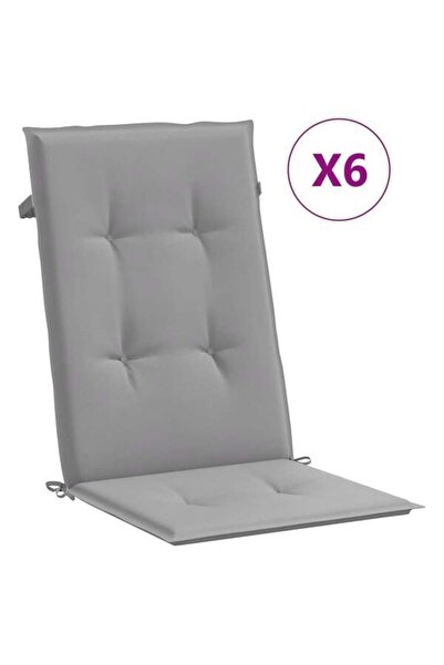 vidaxl Perne pentru scaun cu spătar înalt, 6 bucăți, gri, 120 x 50 x 3 cm, te...