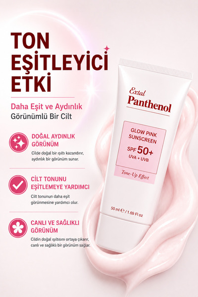 extal Panthenol Ton Eşitleyici Aydınlatıcı Spf 50+ Renkli Güneş Kremi | Niacinamide Hyalüronik Asit Etkili 50 ml