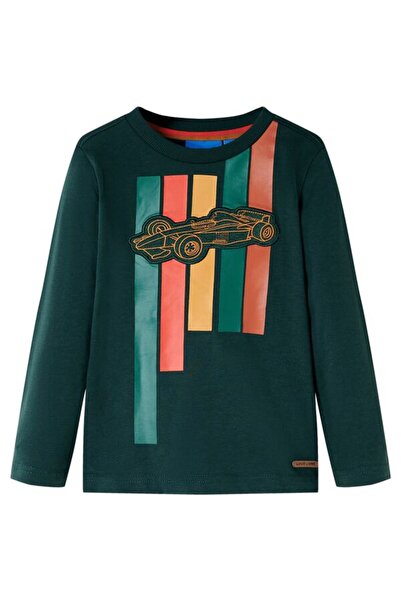 vidaxl Tricou cu mânecă lungă pentru copii, verde închis, 104