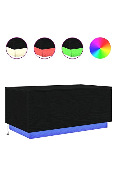 vidaxl Masuta de cafea cu lumini LED Stejar negru 90x50x40 cm