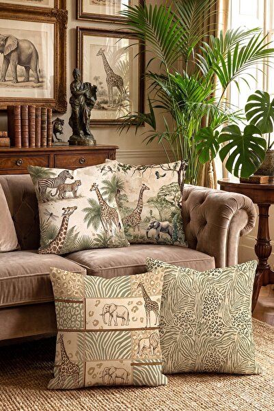 EVPANYA African Safari Patterned 4-Piece Throw Pillow Cover Set