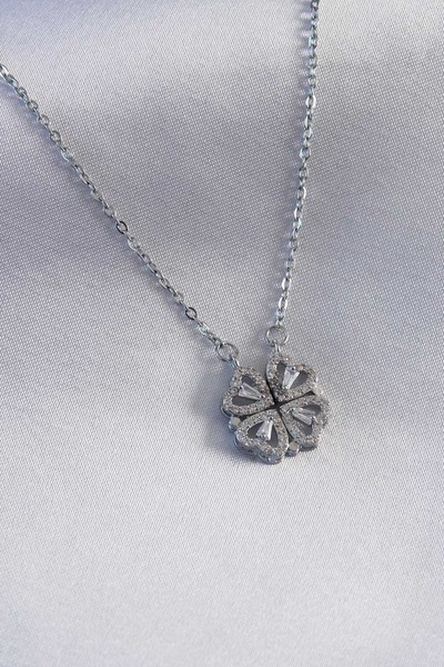 Clariss 316L Steel Silver Color Open Clover Model Women's Necklace