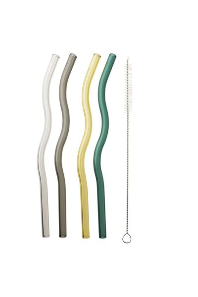 MONDEX Paie de băut din sticlă Peter Set 20cm multicolor 4 bucăți