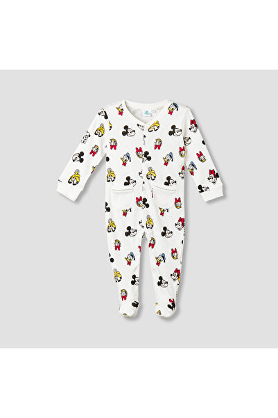 Disney Cotton Round Neck Long Sleeves Sleepsuit with Mickey Mouse and Friends...