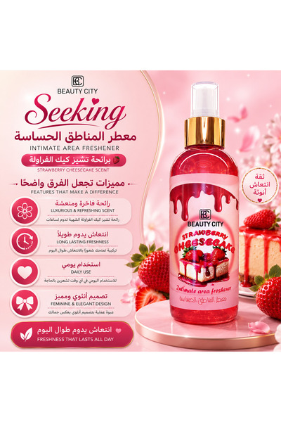 SEEKING2001 مجموعة 2 قطعة معطر للمناطق الحساسة للنساء برائحة تشيز كيك الفراول...