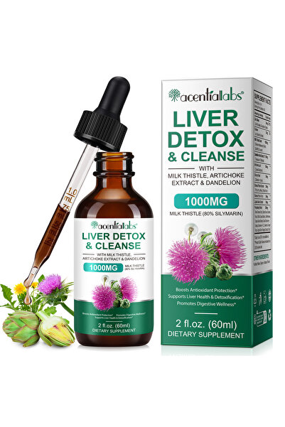 ACENTIALLABS Detox Ficat Tinctură cu Armurariu 1000mg, Anghinare, Păpădie, 60...