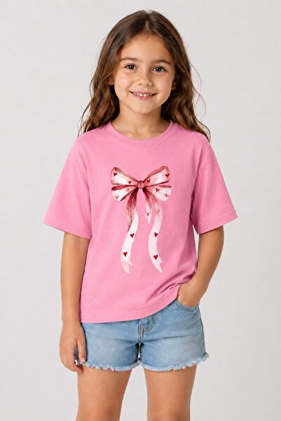 The Champ Clothing Tricou supradimensionat pentru fete, cu imprimeu cu fundă ...