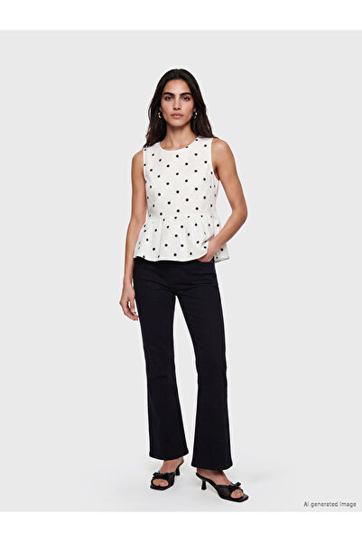 LC Waikiki Crew neck polka dot peplum blouse