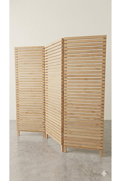 Mutowood Ahşap paravan Ahşap Separatör 3 Kanatlı 180X180 Çerçeveli ve Ayaklı