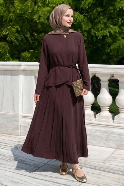 InStyle Belted Gold Buckle Double Bitter Brown Suit