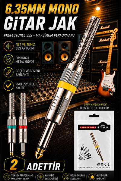 IRONSTAR 2 bucăți mufă mono de 6,35 mm cu arc / mufă mono tată de 6,35 mm / m...