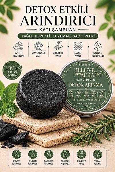 Believe Your Aura Detox Purifying Solid Shampoo - 100% Natural Herbal Keratin...