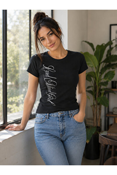Chirkef Black Women's Slim Fit Crew Neck Front and Back Printed Cotton Short ...