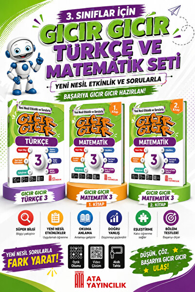 Ata Yayıncılık 3.Sınıf Gıcır Gıcır Yeni Nesil Etkinlik ve Sorularla Türkçe ve...