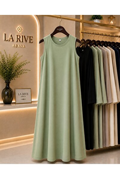 La Rive Green Sage Sleeveless Abaya
