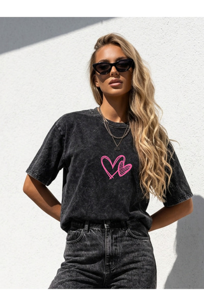 Pink Sky Μπλουζάκι Unisex Oversize με εφέ ξεβαμμένου υφάσματος, Vintage Stree...