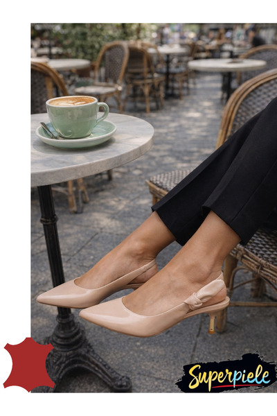 ANGEL BLUE Pantofi eleganți cu toc subțire și vârf ascuțit din piele naturală