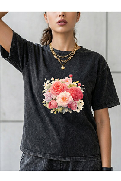 Pink Sky Μπλουζάκι Unisex Oversize με εφέ ξεβαμμένου υφάσματος, Vintage Stree...