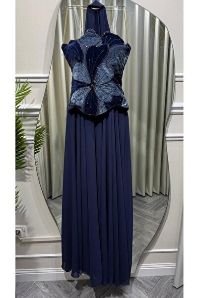 led style Luxury Embroidery Rose Flower Long Dress