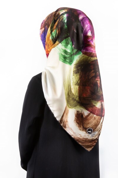 VİOLLA Twill Fırça Efektli Desenli Siyah Renkli 90x90 Eşarp (İpek İçermez) Ke...