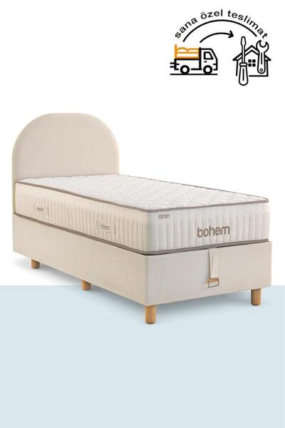 Niron Bohem Pocket Düz 100x200 cm Tek Kişilik Yatak Baza Başlık Seti - Pocket...