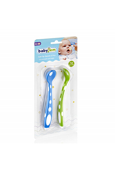 Babyjem Set 2 lingurite din silicon Soft Spoon (Culoare: Bleu)