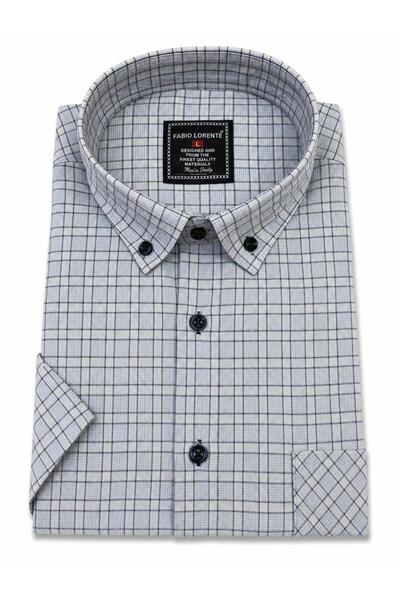 Kuraff Giyim Baba Kare Patterned Single Pocket Short Sleeve Shirt
