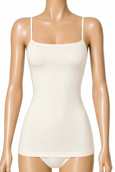 YILDIZ Lycra Rope Strap Flat Front Women's Undershirt Ecru 3-Pack