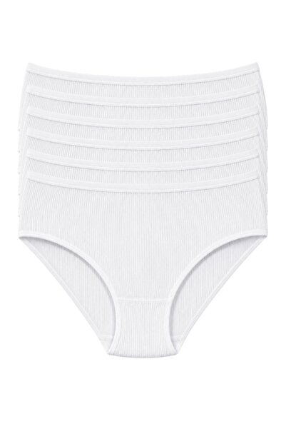 YILDIZ Lycra Camisole Women's Bato High Waist Panties White 6-Pack