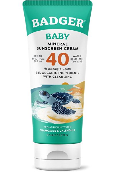 Badger SPF 40 Baby Reef Safe Natural Mineral Sunscreen Cream with Clear Zinc ...