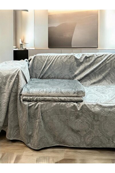 Linea Home Αντιολισθητικό ριχτάριι βελούρ σετ 3τμχ. μπαρόκ γκρι ΣΕΤ ΤΕΜΑΧΙΩΝ ...
