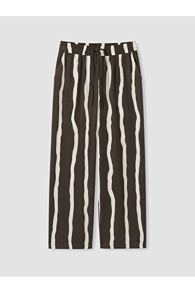 LC Waikiki Nevavm Striped Women's Trousers with Elastic Waist and Difference ...