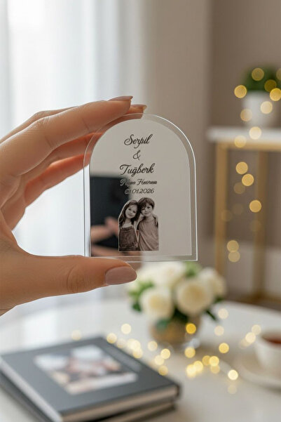 Hediyelen (15Adet) Söz-Nişan-Nikah Hediyesi Gümüş Aynalı Fotoğraflı Magnet