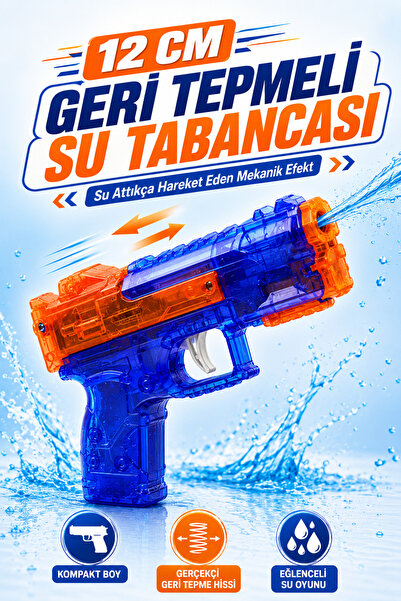 YILDIRIM OYUNCAK Geri Tepmeli Su Tabancası 12cm – Su Attıkça Geri Hareket Ede...