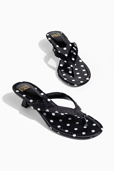 camaiore Black Polka Dot Fabric Flip Flops Heeled Slippers Orthopedic Women's...