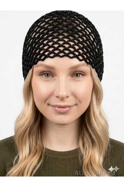 Netodak Hand Knitted Mesh Hair Cap Vintage Boho Beach Coquette Style Glitter ...