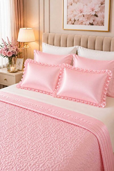 Deko Dekor 2-Piece Ruffled Decorative Pillowcase 100% Cotton Satin with Zippe...