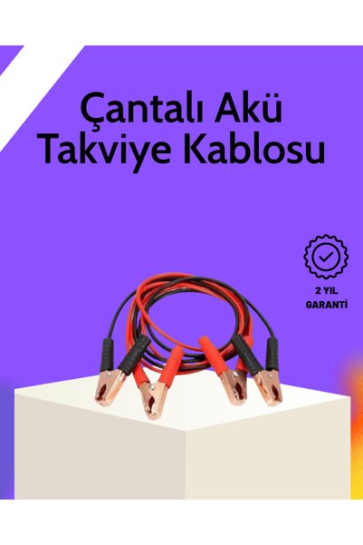 Akü Takviye Kablosu 1200A İzoleli Büyük Maşalı 2m Dayanıklı
