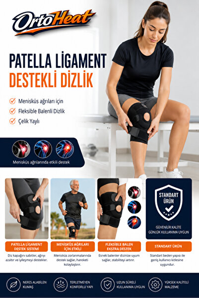 ORTOHEAT Patella Ligament Destekli Dizlik, Menisküs ağrıları için, Fleksible ...