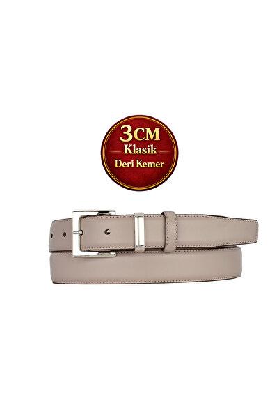 GoDeri Genuine Leather, 3 cm Silver Color Buckle, Mink, Stitched Classic Wome...