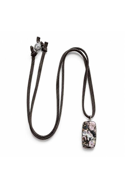 JİMNY JEWELRY Noma Real Leather Suede Rope Natural Stone End Multi-Use Necklace