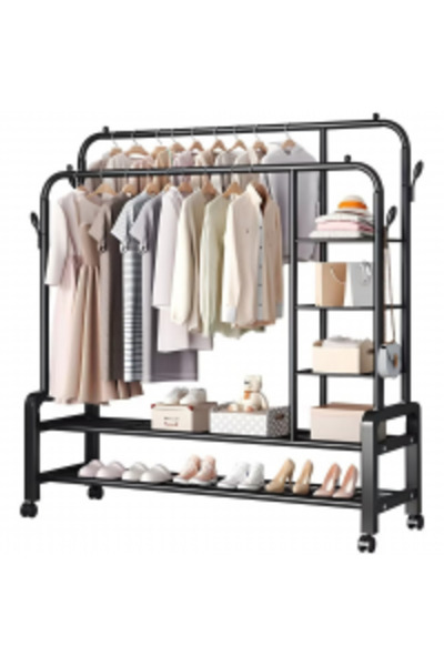 DealsReall Suport dublu pentru haine cu roți |   2 bare reglabile 110-135cm |...