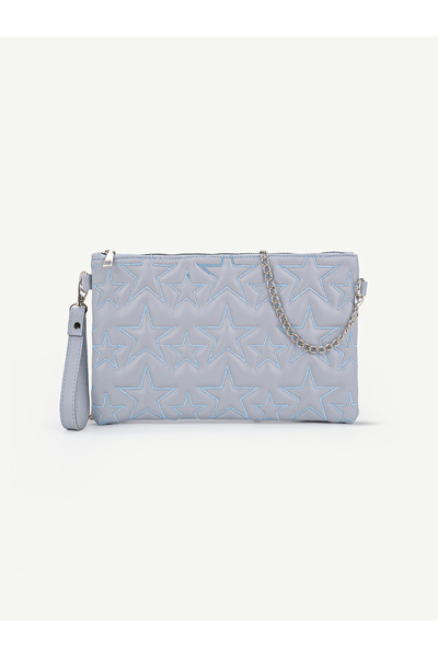 Rivina Women's Star Embroidered Portfolio Handbag with Wrist Strap and Satin ...