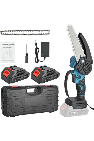 Vivendo Mini Fierastrau Electric 24V cu Lant 6 inch si 2 Acumulatori 2000 mAh