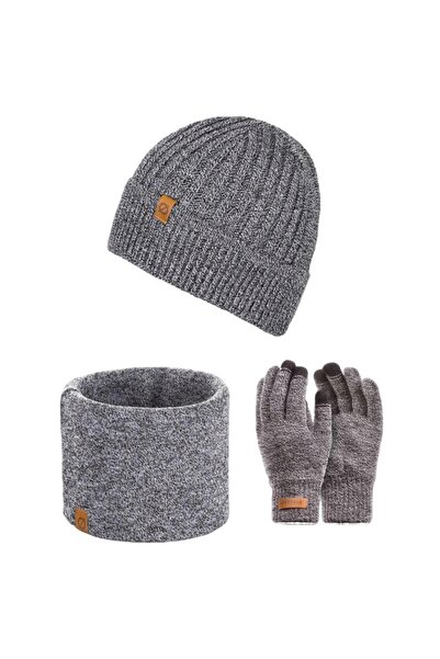 Brødrene Set 3 in 1 barbati, Brodrene, Caciula + fular tip guler + manusi, Ac...